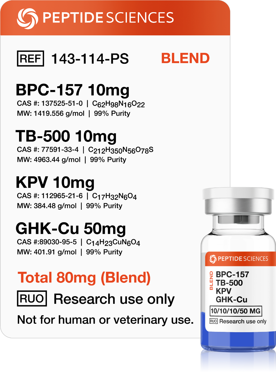 BPC-157, TB-500, KPV, GHK-Cu 80mg (Klow Blend)